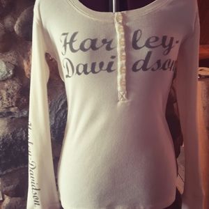 Genuine Harley Davidson Cream White T Shirt